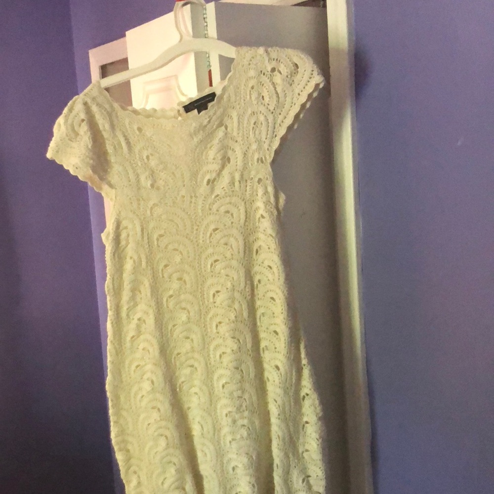 Festive cream crochet dress